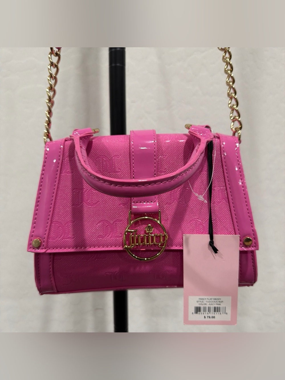Juicy Couture pink crossbody with gold chain strap